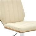 thumbnail image 3 of 44" Cream And Walnut Faux Leather And Steel Swivel Adjustable Height Bar Chair, 3 of 10