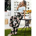 thumbnail image 5 of Women's Stretchy Wide Leg Palazzo Lounge Pants Casual Comfy High Waist Palazzo Pants, 5 of 11