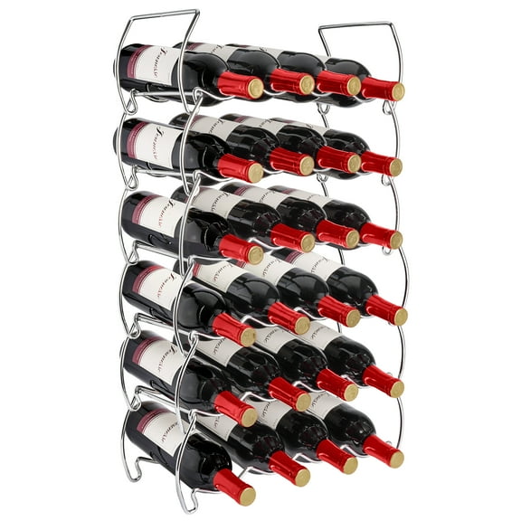 Sorbus 6-Tier Stackable Wine Rack - Classic Style Wine Racks for Bottles - Perfect for Bar, Wine Cellar, Basement, Cabinet, Pantry- Hold 24 Bottles, Metal (Silver)
