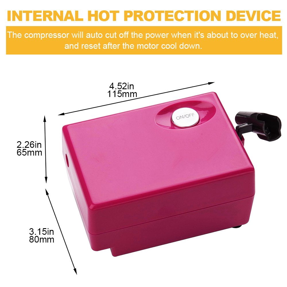 Pinkiou Airbrush Kit Makeup Spray Gun Set with Mini Compressor for Cake Decoration Nail Painting Temporary Tattoo Hobby Art (Pink)