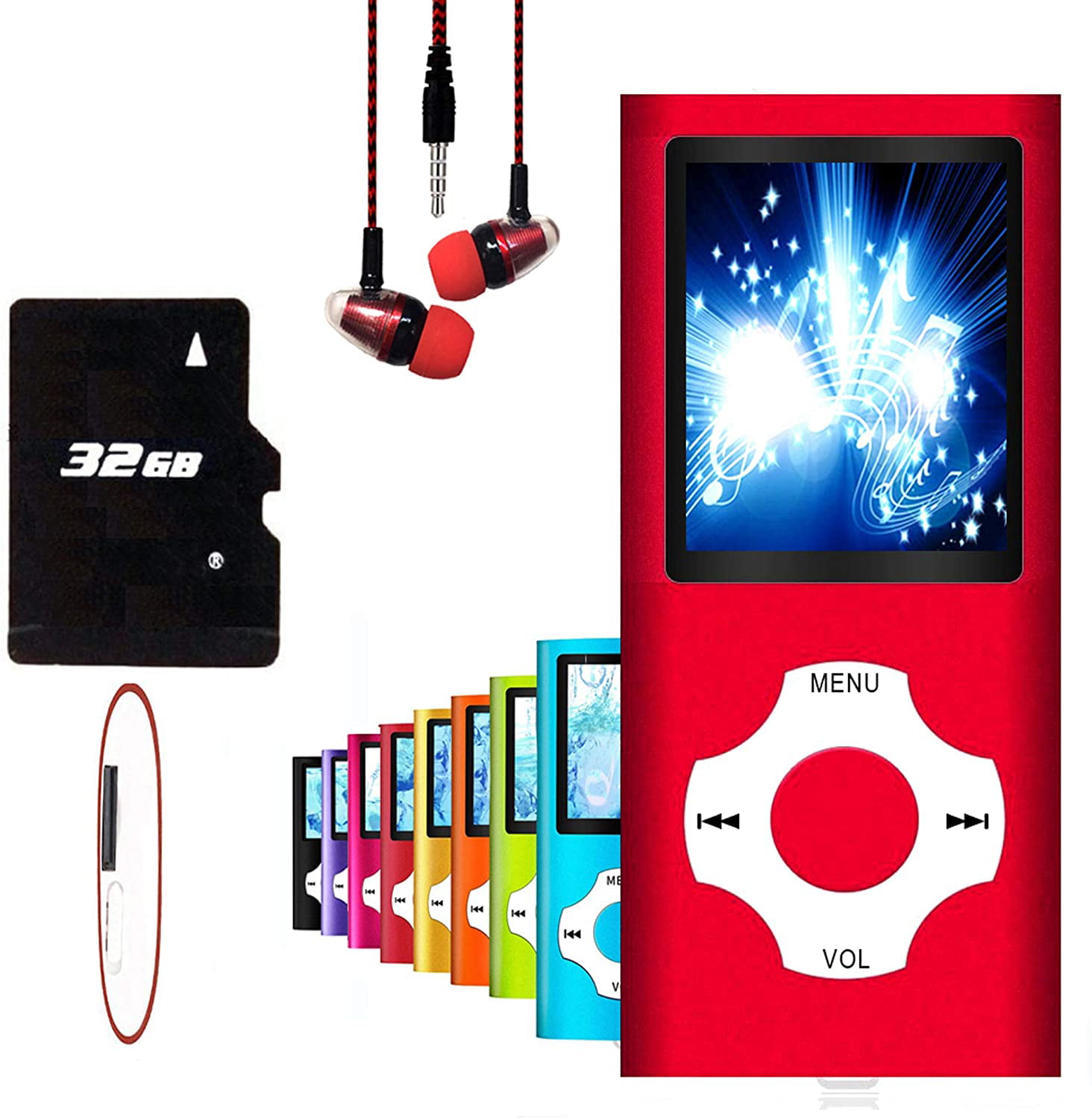 MP4 Player MP3 Player Hotechs MP3 Music Player with 32GB Memory SD Card Slim Classic Digital LCD 1.82 Screen Mini USB Port with FM Radio Voice Record 