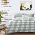 thumbnail image 4 of Green Farmhouse Bedding 3 Piece Duvet Cover Set Twin Size, Buffalo Plaid Check Lattice White Grid Soft Microfiber Comforter Cover with Zipper Closure & Pillowcases, FadeResistant Quilt Cover, 4 of 9