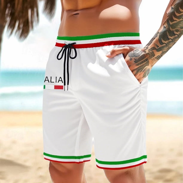 WILLBEST Pantalones Cortos Casuales para Hombre, para Uso Diario, Ocio y Compras, Diseño Elegante con Estampado de Letras, Tejido Elástico Cómodo para Los Días de Verano.