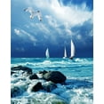 thumbnail image 2 of ABPHOTO Polyester 5x7ft Tropical Seaside Backdrop Sailboat Rock Stones Waves Blue Sky White Cloud Nature Photography Background for Kids Baby Summer Journey Ocean Sailing Photo Studio Props, 2 of 3
