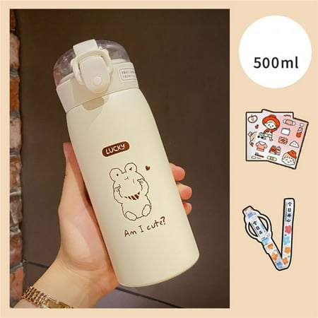 

350/500ml Stainless Steel Water Bottle with Straw Portable Insulated Cup