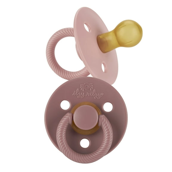 Itzy Ritzy Natural Rubber Infant Pacifiers; for Ages 0 - 6 Months; 2-Pack of Blossom & Rosewood