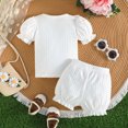 thumbnail image 6 of Kids Girl Clothes Baby Girl Flower Outfit Puff Sleeve Ruffle Top & Bloomers 2-Piece Clothing Set, 6 of 7