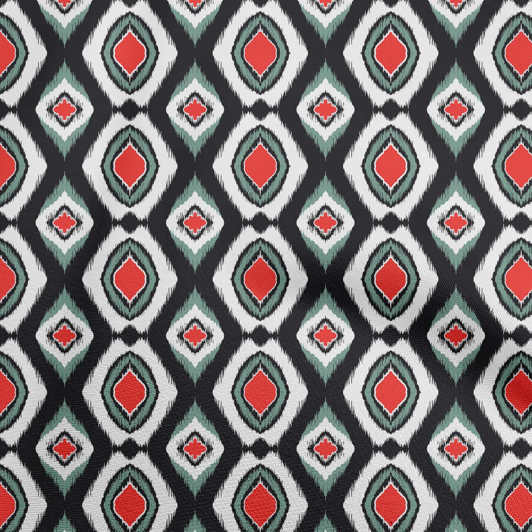 oneOone Cotton Jersey Red Fabric Asian Ikat Diy Clothing Quilting Fabric Print Fabric By Yard 58 Inch Wide