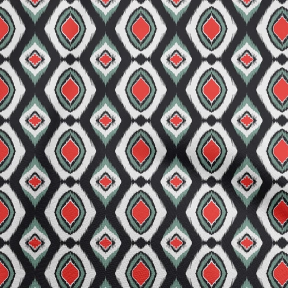 oneOone Polyester Spandex Red Fabric Asian Ikat Sewing Material Print Fabric By The Yard 56 Inch Wide