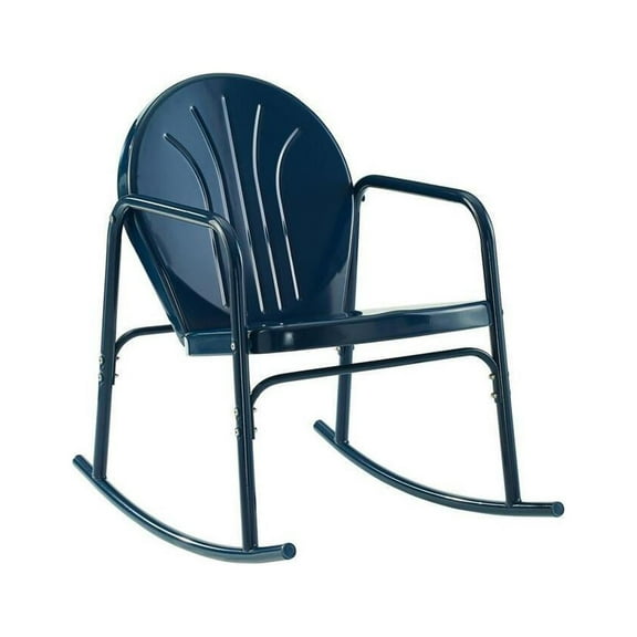 Maykoosh Victorian Elegance 2 Piece Outdoor Metal Rocking Chair Set Navy Gloss - 2 Rocking Chairs, 33.13"D x 22.5"W x 32.25"H, Sturdy Powder-Coated Steel Construction, Stylish Outdoor Seating Set