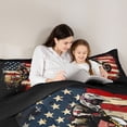 thumbnail image 5 of jejeloiu Motorcycle Motor Biker Queen Comforter Set,Vintage American Flag Bedding Comforter Set For Boys Kids Reversible 3 Pieces, 5 of 8