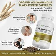Healblend Ashwagandha Supplement with Black Pepper Extract - Supports Stress Relief, Immune, Energy, Stamina - 60 Capsules