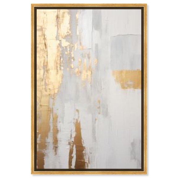 Glory of Gold Canvas Elegant White and Gold Art by Art Remedy, Gold Frame, 36" x 54"