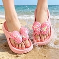 thumbnail image 6 of Rhuody Teen Girls slipper Summer Sparkly Bow Slides Soft Sole Non slip Open Toe Outdoor Flip Flop Sandals Retro Feetwear Red 11-12 Years, 6 of 8