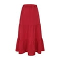 thumbnail image 4 of DuoJiaJ Women’s Summer Flowy Tiered A-Line Maxi Skirt 2026 Fashion Trendy Elastic Waist Pleated Long Beach Skirt Red XL, 4 of 4