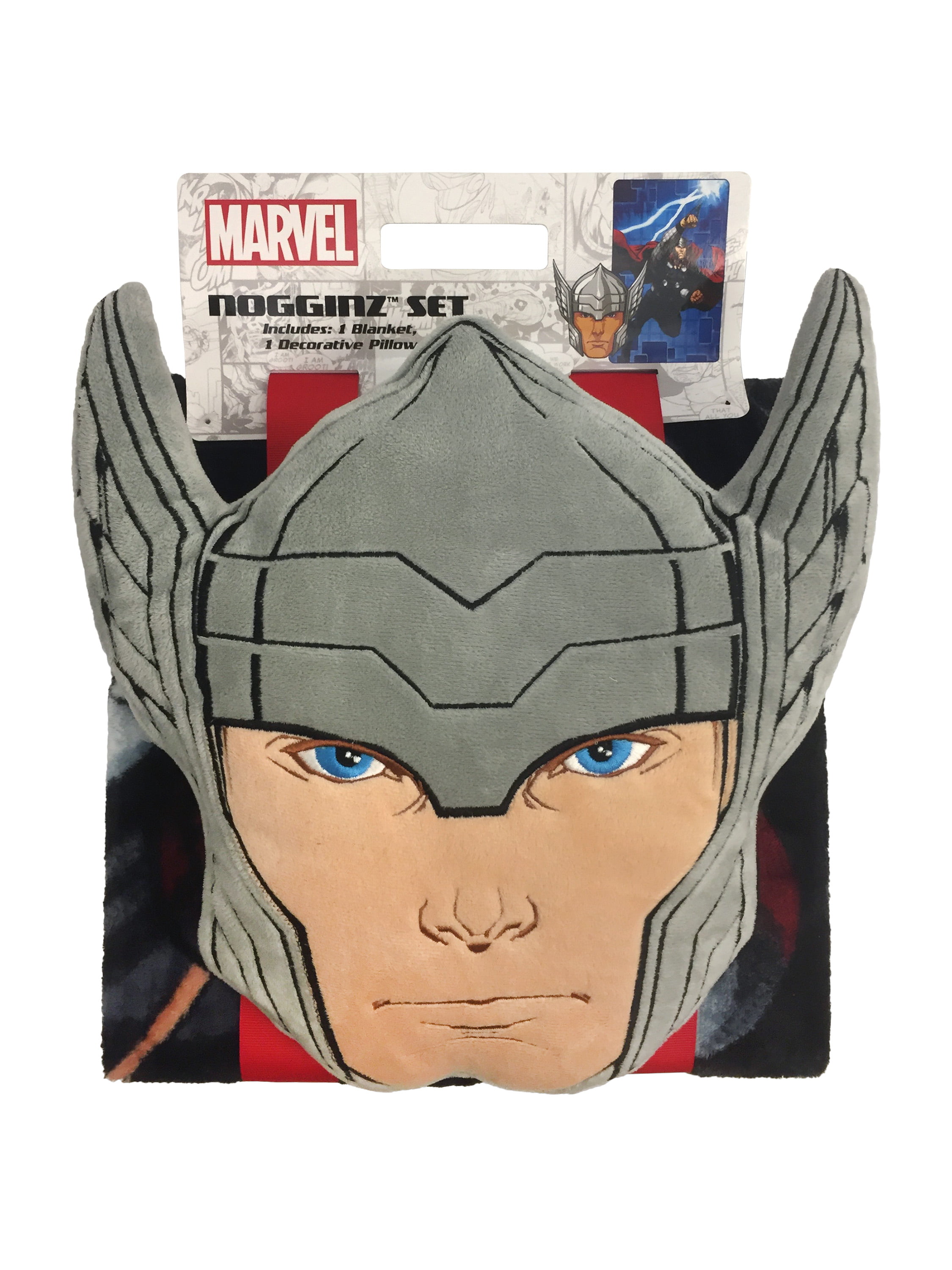 Avengers Thor Nogginz Marvel Pillow and Blanket Set Super Soft 60" x 90" 