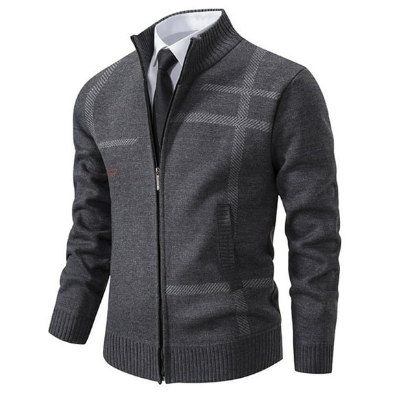 Cardigan Sweaters for Men Winter Zip Up Jacket Fall Casual Stand Collar Thick Knit Warm Cozy Jackets