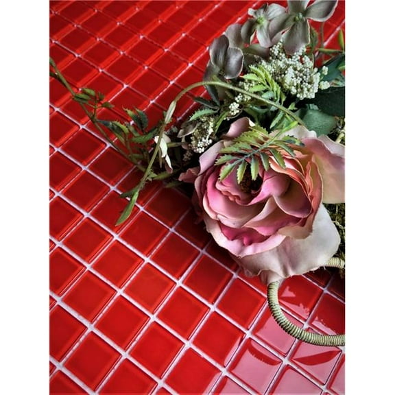 ABOLOS UNBMET0101-RE Marmalade Red 11.75 in. x 11.75 in. Square Glossy Glass Mosaic Tile(7.67 sq.ft/case)
