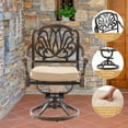 thumbnail image 6 of 9-Piece Cast Aluminum Outdoor Dining Set, Vintage Patio Furniture for 8 Includes 87" Oval Dining Table, 6 Stackable Chairs & 2 Swivel Chairs with Cushions & Umbrella Hole, 6 of 6