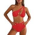 thumbnail image 4 of Roncen Sexy Brazilian Thong High Cut Bikini Sets for Women One Shoulder Cutout Swimsuits 2 Pieces, 4 of 8