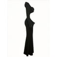 thumbnail image 4 of Maternity Photoshoot Dress Long Sleeve Sexy- Cut-Out Backless Maternity Maxi Gown Photography Outfits Black S, 4 of 6