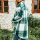 thumbnail image 4 of Puntoco Abrigo de mujer Moda Mujer Manga larga Frente abierto Prendas de abrigo sueltas Blusa con estampado de cuadros Abrigos Tops Blusa con bolsillos con botones Liquidación de Navidad Puntoco Puntoco-1170, 4 of 9