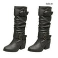 thumbnail image 2 of Minnieouse Botas de tacón alto de piel sintética para mujer, 1 par, portátiles, elegantes, a la moda, de Color sólido, para invierno y otoño, Calzado Negro talla 39, 2 of 6