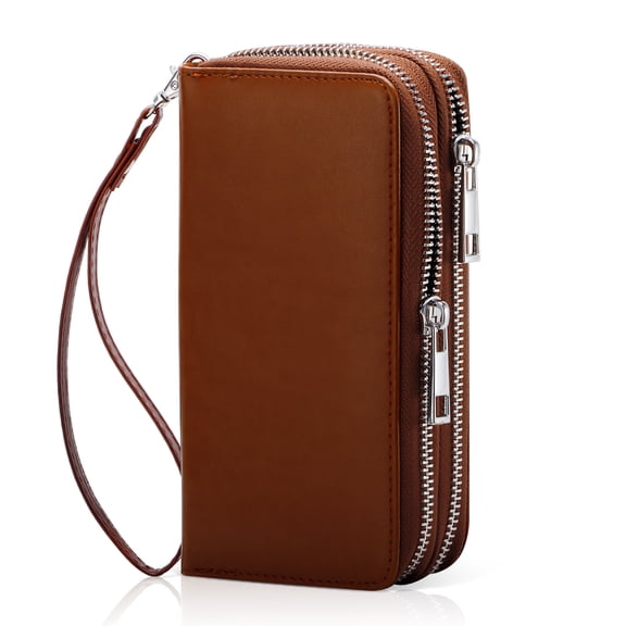 Duryarhall Women's Double-zipper Crash Wallet Long Clutch With Detachable Wristband