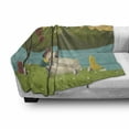 thumbnail image 3 of Colorful Soft Flannel Fleece Throw Blanket, Best Friends Go Camping Hiking by the Lake Having Fun Explorer Kids Joy Cartoon, Cozy Plush for Indoor and Outdoor Use, 70" x 90", Multicolor, by Ambesonne, 3 of 6