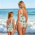 thumbnail image 6 of CCRFTGI Girls Swimsuits Size 7 Summer Cute Bowknot Print Quick Dry High Cut Print Vacation Swimwear Girls One Piece Swimsuits Bathing Suit for Beach Light Green 5-6 Years, 6 of 7