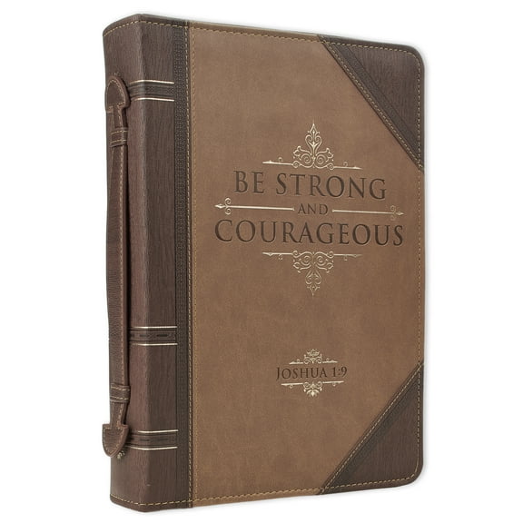 Antique Book "Be Strong & Courageous" Bible / Book Cover - Joshua 1:9 (Large) Christian Art Gifts