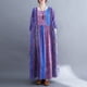 thumbnail image 3 of Vestido suelto vintage para mujer, manga larga, estampado, bolsillos laterales, vestido informal MABOTO Morado/Grande, 3 of 7