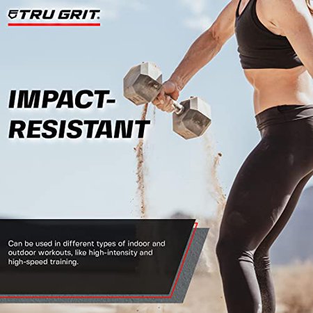 TG Tru Grit Fitness Hex Elite TPR Dumbbells - Rubber Dumbbells Designed with Chrome-Plated Steel Handles, TPU Heads, and Hexagon-Shaped Rubber-Encased Ends,15LB - Pair