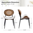 thumbnail image 6 of Rattan Dining Chairs Set of 4 Faux Leather Side Chair Mid-Century Metal Legs Home Kitchen Restaurant Beige, 6 of 7