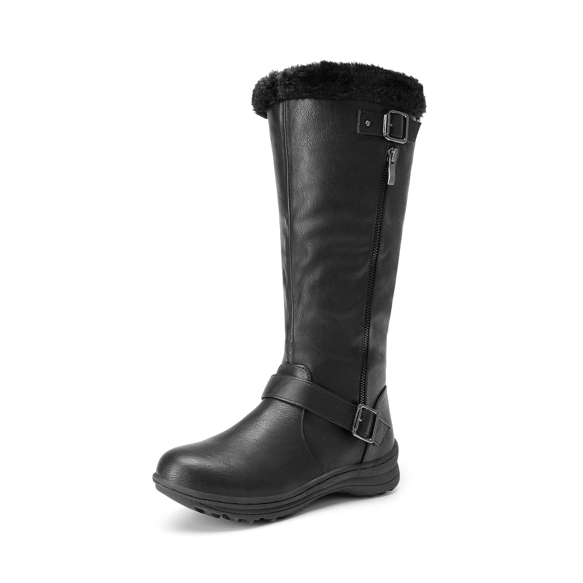 Winter Knee High Snow Boots Women Faux Fur Lined Waterproof Slip Resistant Warm Zip Up Boots for Cold Weather