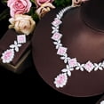 thumbnail image 5 of Classy Necklace Earrings Jewelry Cubic Zircon Pink Set for Bridesmaid Engagement, 5 of 7
