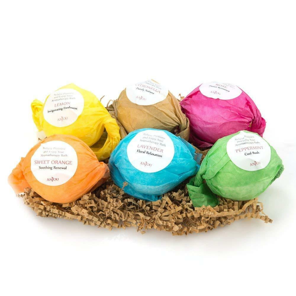 Anjou Bath Bombs Gift Set, 6 x 3.5 oz Colorless Bath Bombs Kit, Best for  Aromath 