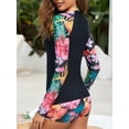 thumbnail image 4 of Charmo Women 2 Piece Rash Guard Zipper UV UPF 50+ Swimsuit Long Sleeve Bathing Suit with Boyshort Bottoms, 4 of 5