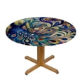 thumbnail image 3 of PIKWEEK Watercolor Birds Peacock Decorative Tablecloth, Round Table Cover White, 3 of 8