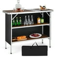 thumbnail image 1 of Costway Folding Camping Table Aluminum Portable Picnic Table with 2-Tier Shelves Coffee, 1 of 10