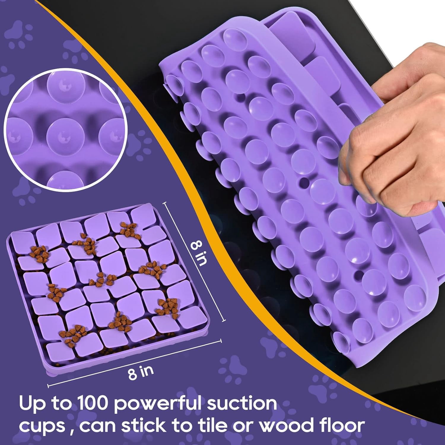 Silicone Snuffle Mat for Dogs, Interactive Dog Puzzle Feeder Sniffing Mat, Dog Licking Mat Enrichment Puzzle Mat for Small Medium Large Breed Dogs Rabbit (Purple)
