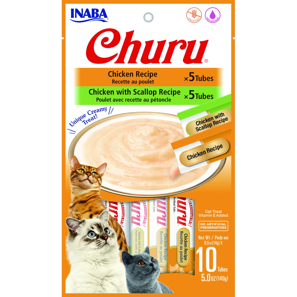 Inaba Churu GrainFree Cat Treat, Chicken Puree Variety Pack, 10 Tubes