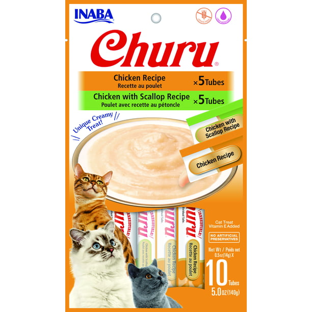 Inaba Churu GrainFree Cat Treat, Tuna Puree Variety Pack, 20 Tubes