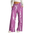 thumbnail image 3 of Aboser Wide Leg Pants for Women Trendy Printing Sweatpants Baggy Casual High Waisted Track Pants Comfort Soft Long Trousers with Pockets, 3 of 6