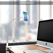 White Portable Plastic & Steel Desktop Stand Smart Phone table t Holder Stand for Desk Bed Stand table t Clamp Stands