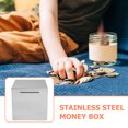 thumbnail image 4 of WRITWAA Desktop Coin Container Saving Money Box Stainless Steel Silver 1Set, 4 of 8