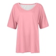 thumbnail image 4 of Timegard Womens Tops V Neck Short Sleeve Loose Blouse Summer Solid Color Casual Comfy Tops Basic Tee, 4 of 5