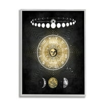 Stupell Industries Astrological Sun Cycle Traditional Moon Symbols Modern Painting Gray Framed Art Print Wall Art, 11 x 14, Design by Oliver Jeffries
