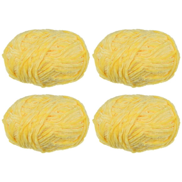 Uxcell 4 piezas de hilo de terciopelo suave Chenille 4x100g/14.1oz (347yds) hilo esponjoso para tejer mantas de ganchillo amarillo claro