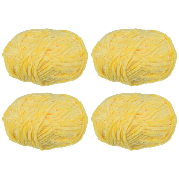 Uxcell 4 piezas de hilo de terciopelo suave Chenille 4x100g/14.1oz (347yds) hilo esponjoso para tejer mantas de ganchillo amarillo claro